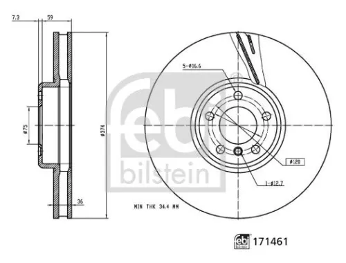 FEBI BILSTEIN 1x Brake Disc (171461)