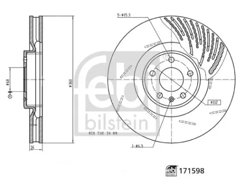 FEBI BILSTEIN 1x Brake Disc (171598)