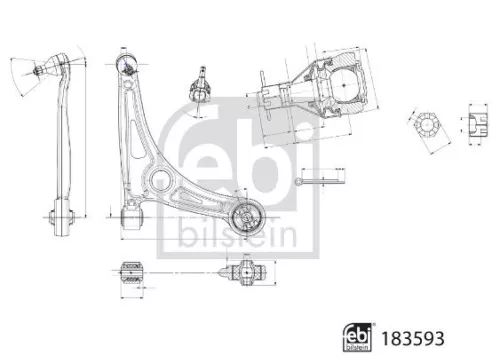 1x Control/Trailing Arm, wheel suspension