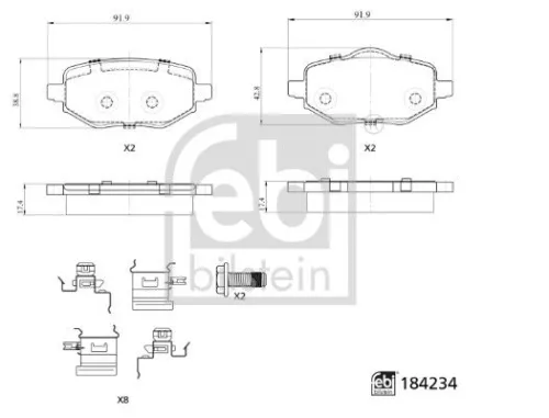 FEBI BILSTEIN 1x Brake Pad Set, disc brake (184234)