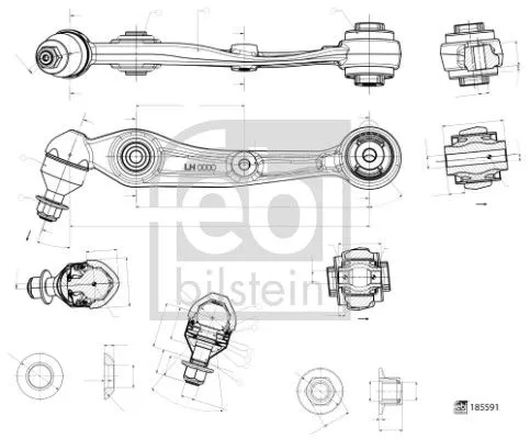 1x Control/Trailing Arm, wheel suspension