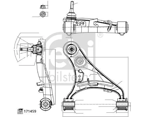 1x Control/Trailing Arm, wheel suspension