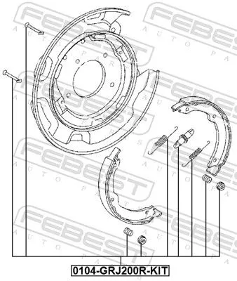 FEBEST Accessory Kit, parking brake shoes (0104-GRJ200R-KIT)
