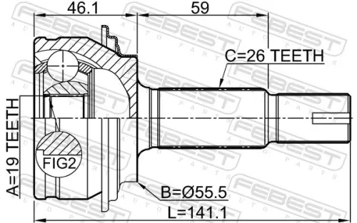 FEBEST Joint Kit, drive shaft (0110-KSP90Z19)