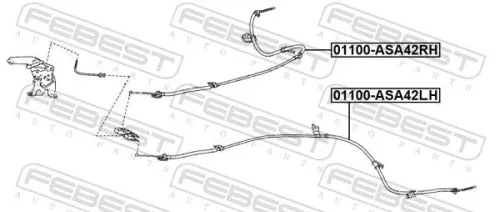 FEBEST Cable Pull, parking brake (01100-ASA42LH)