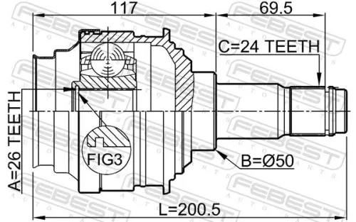 FEBEST Joint Kit, drive shaft (0111-MCX20LH)