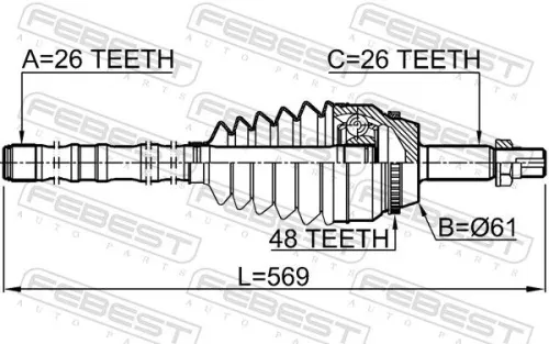 FEBEST Joint Kit, drive shaft (0114-ACV40L26A48)