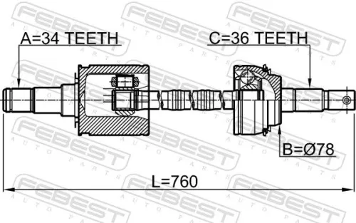 FEBEST Drive Shaft (0114-UCK50)