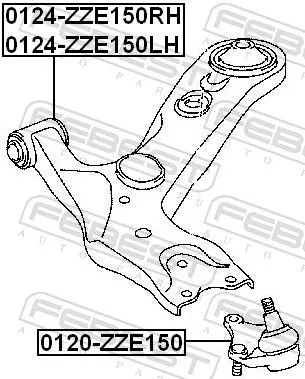 FEBEST Control/Trailing Arm, wheel suspension (0124-ZZE150LH)