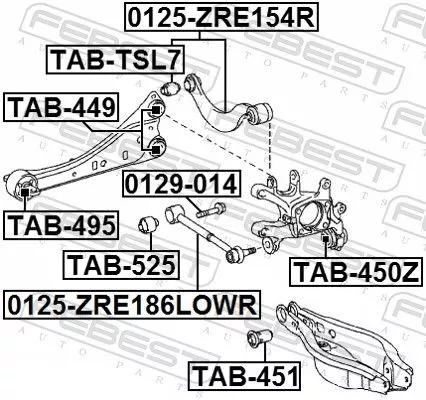 FEBEST Control/Trailing Arm, wheel suspension (0125-ZRE154R)