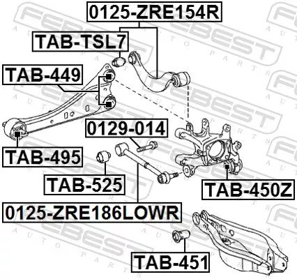 FEBEST Control/Trailing Arm, wheel suspension (0125-ZRE186LOWR)