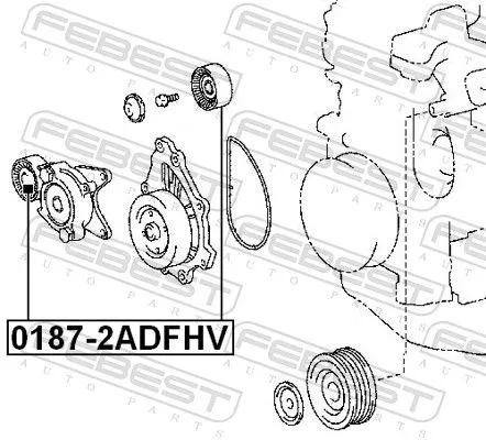 FEBEST Tensioner Pulley, V-ribbed belt (0187-2ADFHV)