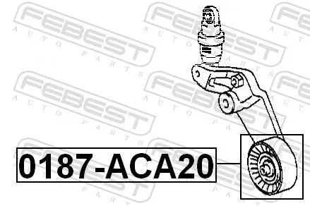 FEBEST Tensioner Pulley, V-ribbed belt (0187-ACA20)