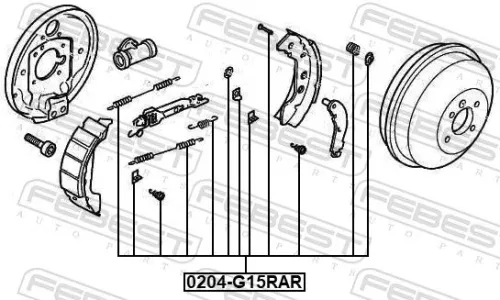 FEBEST Accessory Kit, parking brake shoes (0204-G15RAR-KIT)