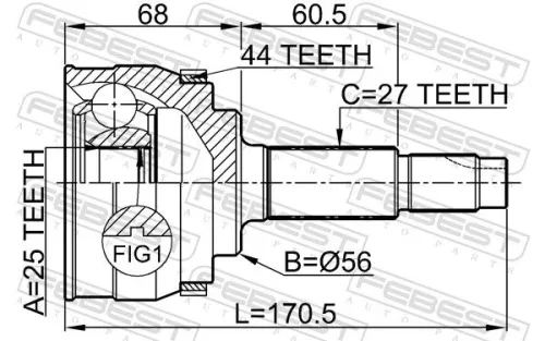 FEBEST Joint Kit, drive shaft (0210-065A44)