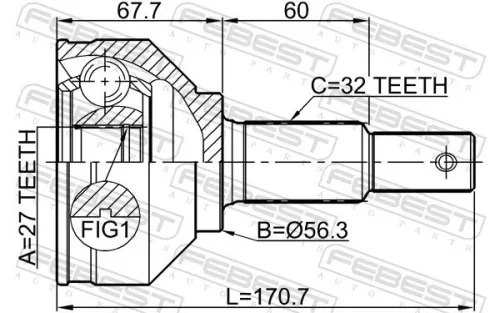 FEBEST Joint Kit, drive shaft (0210-J32)