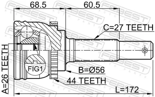 FEBEST Joint Kit, drive shaft (0210-P12YDA44)