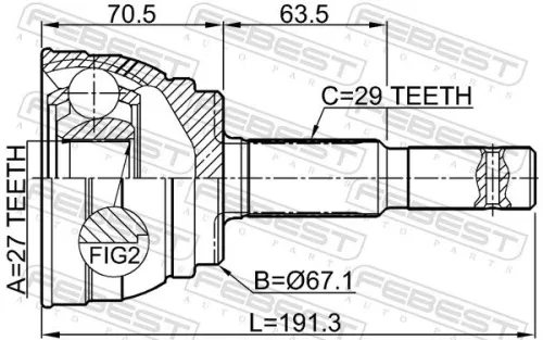 FEBEST Joint Kit, drive shaft (0210-S50R)