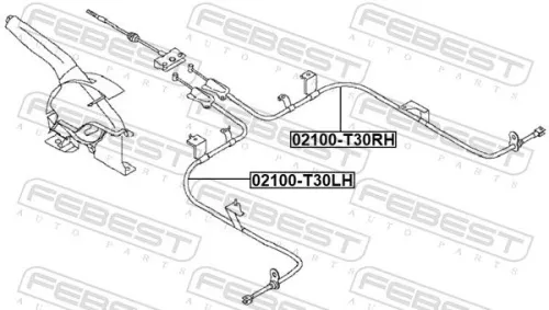 FEBEST Cable Pull, parking brake (02100-T30LH)