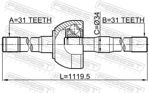 FEBEST Drive Shaft (0214-Y61LH)