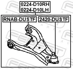 FEBEST Control/Trailing Arm, wheel suspension (0224-D10LH)