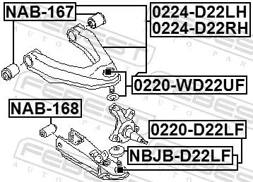 FEBEST Control/Trailing Arm, wheel suspension (0224-D22LH)