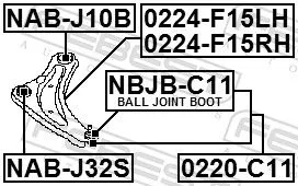 FEBEST Control/Trailing Arm, wheel suspension (0224-F15RH)