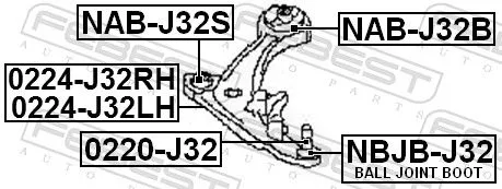 FEBEST Control/Trailing Arm, wheel suspension (0224-J32LH)