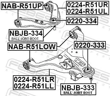 FEBEST Control/Trailing Arm, wheel suspension (0224-R51LR)