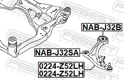 FEBEST Control/Trailing Arm, wheel suspension (0224-Z52RH)