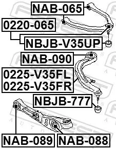 FEBEST Control/Trailing Arm, wheel suspension (0225-V35FL)