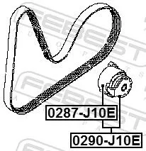 FEBEST Tensioner Pulley, V-ribbed belt (0287-J10E)