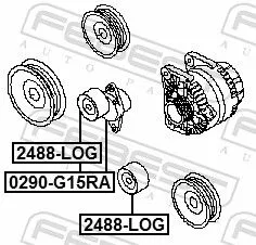 FEBEST Belt Tensioner, V-ribbed belt (0290-G15RA)