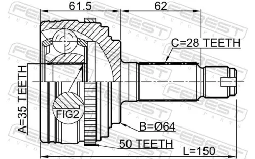 FEBEST Joint Kit, drive shaft (0310-RBA50)
