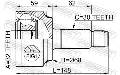FEBEST Joint Kit, drive shaft (0310-RE20)