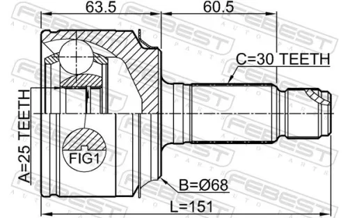 FEBEST Joint Kit, drive shaft (0310-RUAT)