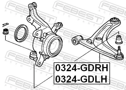 FEBEST Control/Trailing Arm, wheel suspension (0324-GDLH)