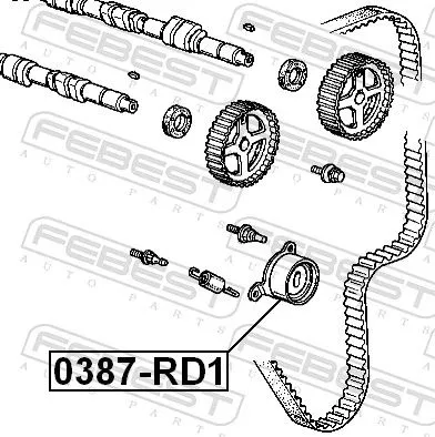 FEBEST Tensioner Pulley, timing belt (0387-RD1)