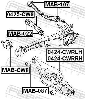FEBEST Control/Trailing Arm, wheel suspension (0424-CWRLH)