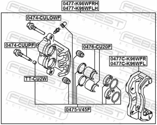 FEBEST Piston, brake caliper (0476-CU20F)