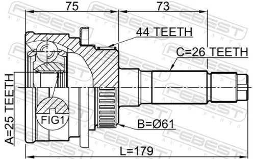FEBEST Joint Kit, drive shaft (0510-B25A44)