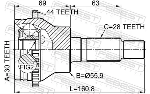 FEBEST Joint Kit, drive shaft (0510-CX7A44R)