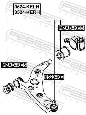 FEBEST Control/Trailing Arm, wheel suspension (0524-KELH)