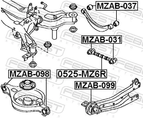 FEBEST Control/Trailing Arm, wheel suspension (0525-MZ6R)