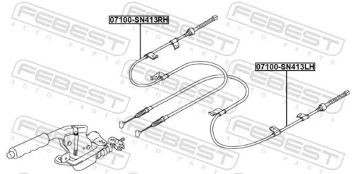 FEBEST Cable Pull, parking brake (07100-SN413LH)