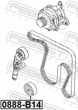 FEBEST Deflection/Guide Pulley, V-ribbed belt (0888-B14)