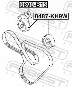 FEBEST Belt Tensioner, V-ribbed belt (0890-B13)