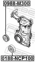 FEBEST Deflection/Guide Pulley, V-ribbed belt (0988-M300)