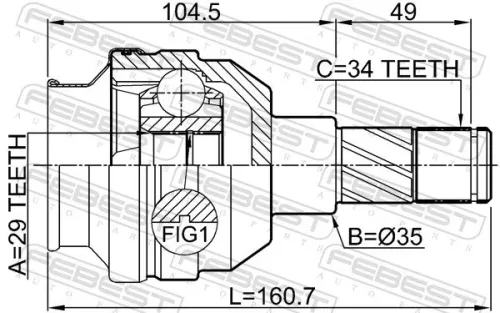 FEBEST Joint Kit, drive shaft (1011-T300MTLH)