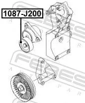 FEBEST Tensioner Pulley, V-ribbed belt (1087-J200)